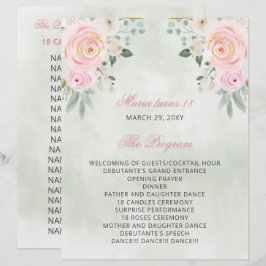 Blush Floral 18 Candles and Rozen Ceremony Program