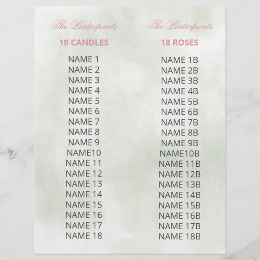 Blush Floral 18 Candles and Rozen Ceremony Program (Achterkant)