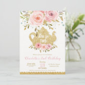 Blush Floral 2e verjaardag High Tea voor twee part Kaart (Staand voorkant)