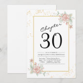 Blush Floral 30th Birthday Kaart (Voorkant / Achterkant)