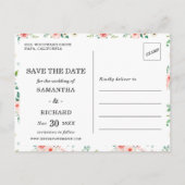 Blush Floral 3 Foto Bruiloft Save the Date Uitnodiging Briefkaart (Achterkant)