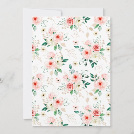 Blush Floral 4 Foto Bruiloft Save the Date Kaart (Achterkant)