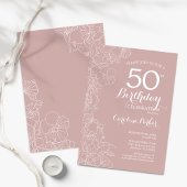 Blush Floral 50ste verjaardagsfeestje Kaart
