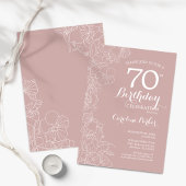Blush Floral 70ste verjaardagsfeestje Kaart