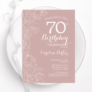 Blush Floral 70ste verjaardagsfeestje Kaart