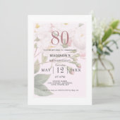 Blush Floral | 80e verjaardag Kaart (Staand voorkant)