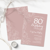 Blush Floral 80ste verjaardagsfeestje Kaart