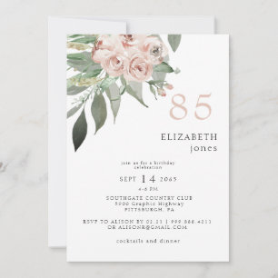 Blush Floral 85TH Verjaardagsfeestuitnodiging Kaart