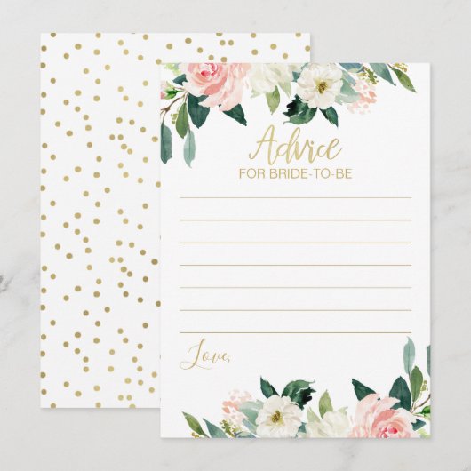 Blush Floral Advice voor een Bride-To-Be-kaart Kaart (Voorkant / Achterkant)