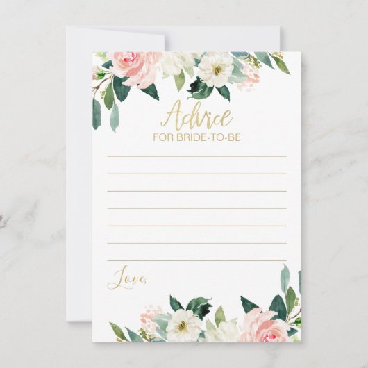 Blush Floral Advice voor een Bride-To-Be-kaart Kaart (Voorkant)