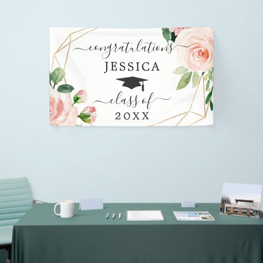 Blush Floral Afstuderen Banners (Beurs)