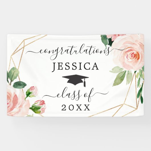 Blush Floral Afstuderen Banners (Horizontaal)