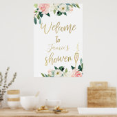 Blush Floral and Glass Vrijgezellenfeest Poster (Keuken)