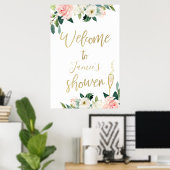 Blush Floral and Glass Vrijgezellenfeest Poster (Thuiskantoor)