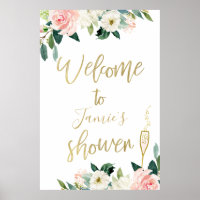 Blush Floral and Glass Vrijgezellenfeest Poster