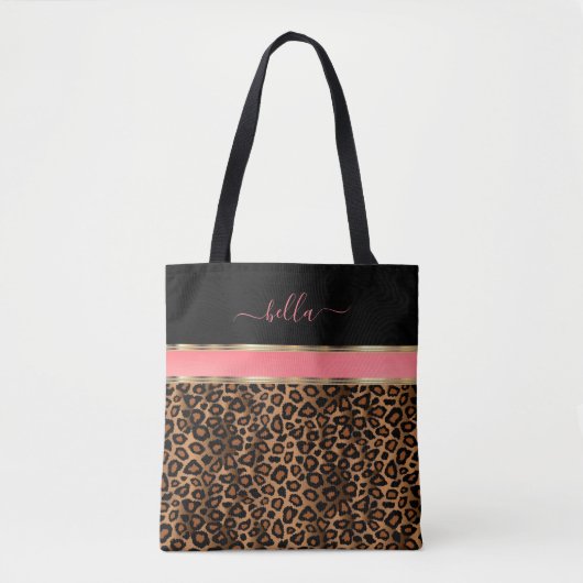 Blush, Floral and Leopard Pattern Tote Bag (Voorkant)