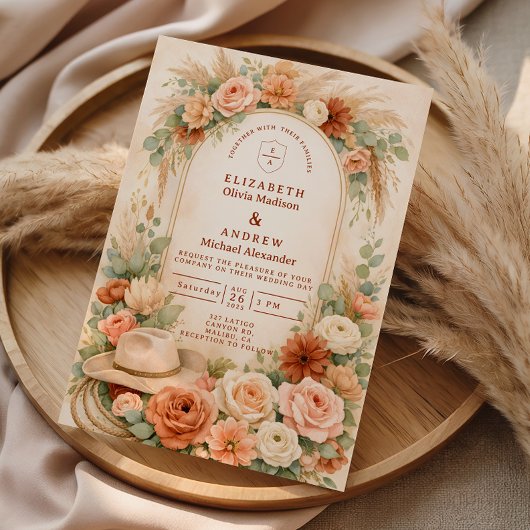 Blush Floral Arch Wedding Kaart