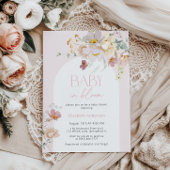 Blush Floral Baby in Bloom Baby shower Invitation Kaart