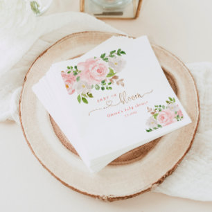 Blush floral baby in bloom baby shower servetten