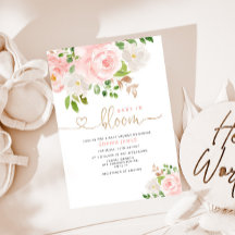 Blush floral baby in bloom baby shower-uitnodiging