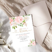 Blush floral baby in bloom baby shower-uitnodiging kaart