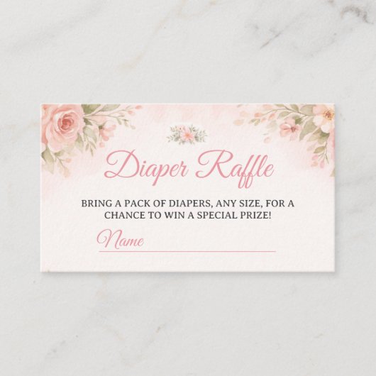 Blush Floral Baby in Bloom Diaper Raffle Informatiekaartje (Voorkant)