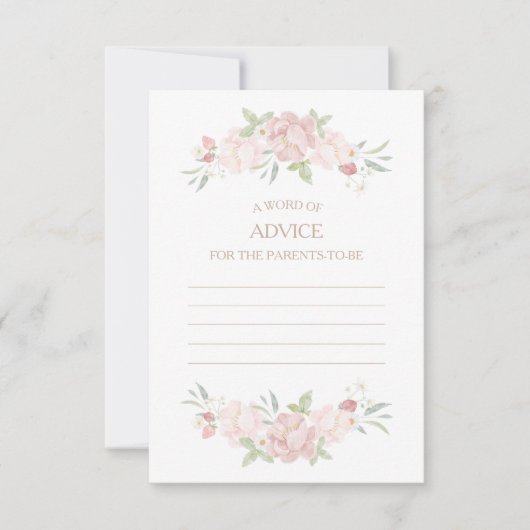 Blush Floral Baby shower Advice Kaart (Voorkant)
