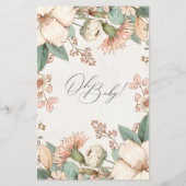Blush floral baby shower advies & voorspellingskaa (Achterkant)