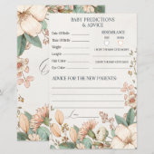 Blush floral baby shower advies & voorspellingskaa (Voorkant / Achterkant)