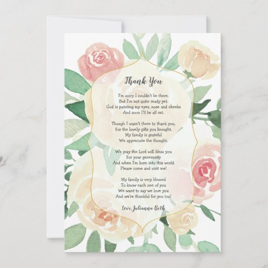 Blush Floral baby shower bedankt je (Voorkant)