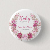 Blush Floral Baby shower Celebration Button (Voorkant)