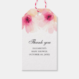 Blush floral baby shower dank je. Roze bloemen Cadeaulabel