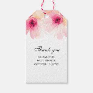 Blush floral baby shower dank je. Roze bloemen Cadeaulabel