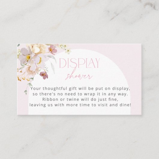 Blush Floral Baby shower Display Douche Informatiekaartje (Voorkant)