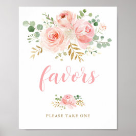 Blush Floral Baby shower Favors Sign Poster