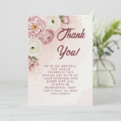 Blush Floral Baby shower Hartelijk dank Bedankkaart (Staand voorkant)
