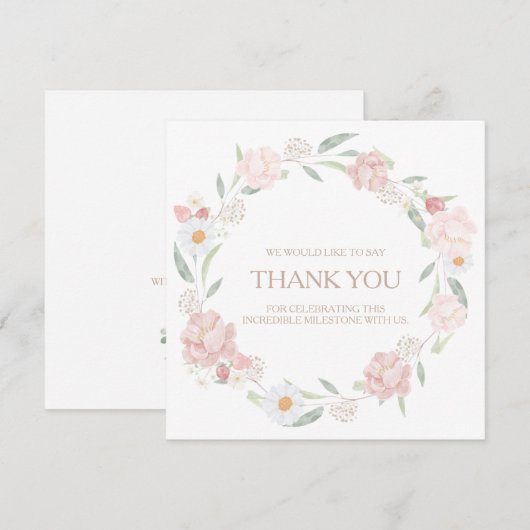 Blush Floral Baby shower Hartelijk dank Bedankkaart (Voorkant / Achterkant)