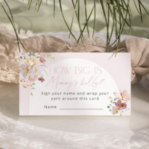 Blush Floral Baby shower Hoe groot is de buik van  Informatiekaartje