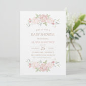 Blush Floral Baby shower Invitation Kaart (Staand voorkant)