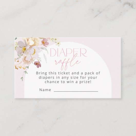 Blush Floral Baby shower Luier Raffle Informatiekaartje (Voorkant)