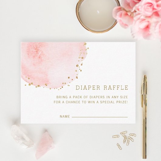 Blush Floral Baby shower Luier Raffle Ticket Informatiekaartje