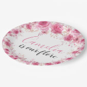Blush Floral Baby shower papier Bord (Gekanteld)