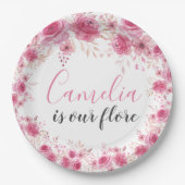 Blush Floral Baby shower papier Bord (Voorkant)