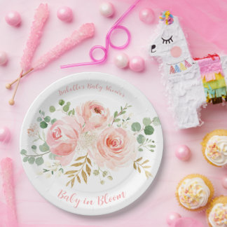 Blush Floral Baby shower Papieren Borden Bordje