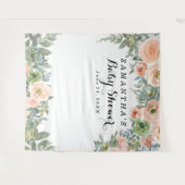 Blush Floral Baby Shower Photo Booth Wandkleed (Voorkant (horizontaal))