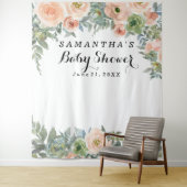 Blush Floral Baby Shower Photo Booth Wandkleed (In situ)