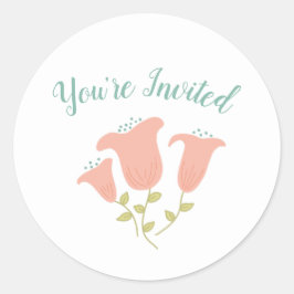 Blush Floral Baby shower U BENT UITGENODIGD Ronde Sticker