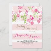 Blush Floral Baby shower Verjaardagsuitnodigingen Kaart (Voorkant)