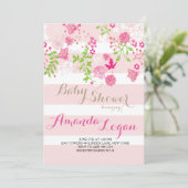 Blush Floral Baby shower Verjaardagsuitnodigingen Kaart (Staand voorkant)