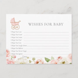 Blush Floral Baby shower Wensen voor Baby Kaart